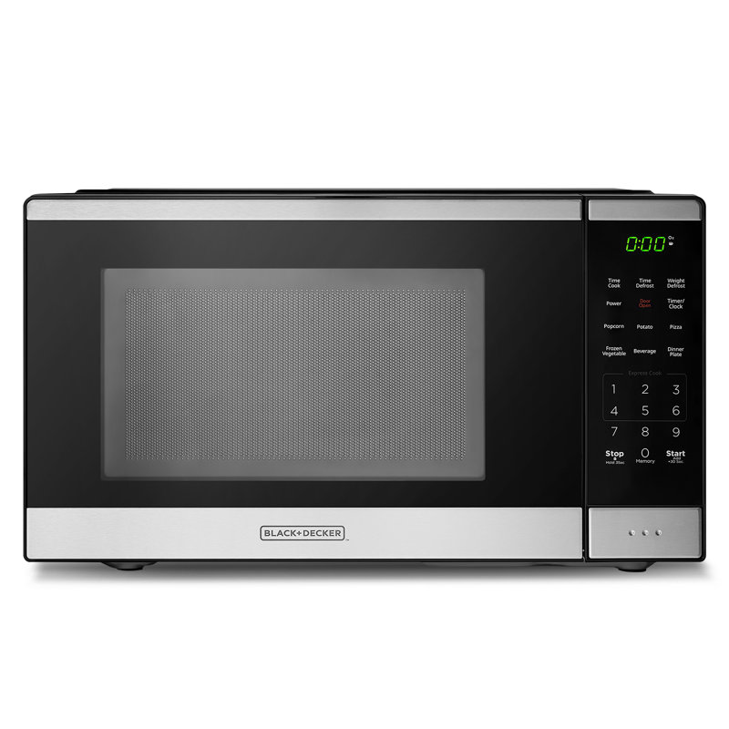 Four à micro-ondes de comptoir Black + Decker de 0,9 pi3, 6 menus automatiques, verrouillage enfant, fonction de mémoire, 10 niveaux de puissance, démarrage facile à une touche, panneau numérique, 900 W