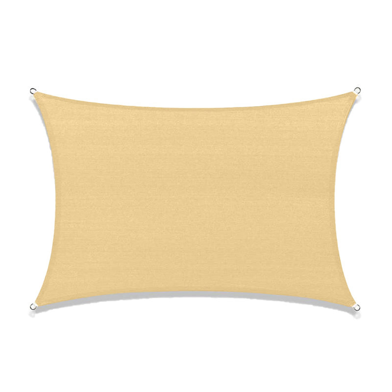 Beige Rectangular Polyester Sun Shade Sail for Patio, 12' x 16'