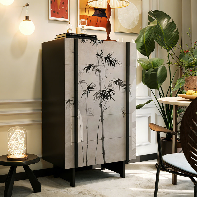 Commode d'appoint chinoise à 5 tiroirs en bois massif