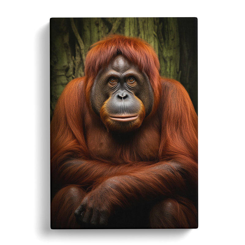 Orangutan Gestural Art No.2 - Wrapped Canvas, 50cm H x 35cm W x 3cm D