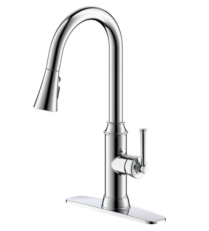 Single Handle Pull Down Kitchen Faucet in Polished Chrome