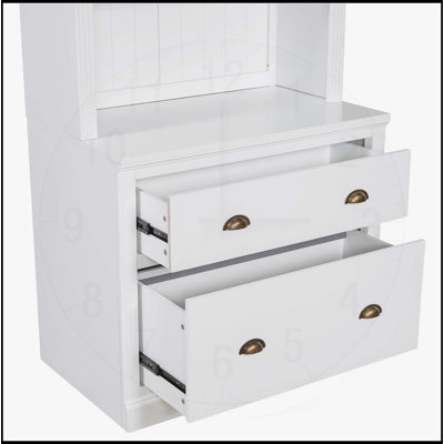 83.4 Tall Modern Bookshelf with LED Lighting, 2 Drawers, and 3 Open Shelves for Living Room and Home Office