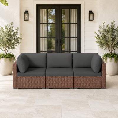 3 -Piece OutdloorRattan Patio Safa With Cushions