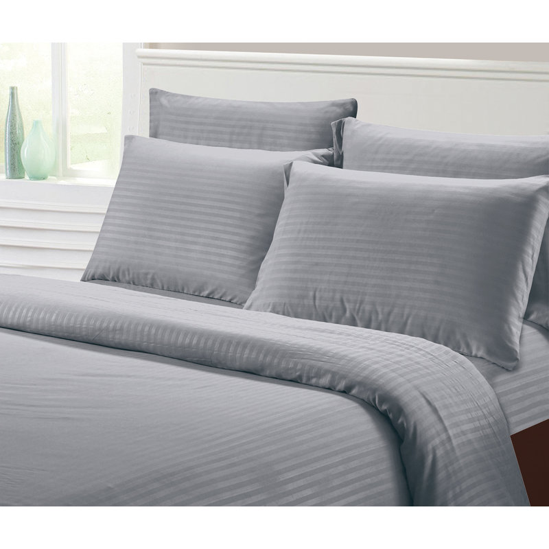 Apthorp Microfiber Striped Sheet Set, Full, Gray