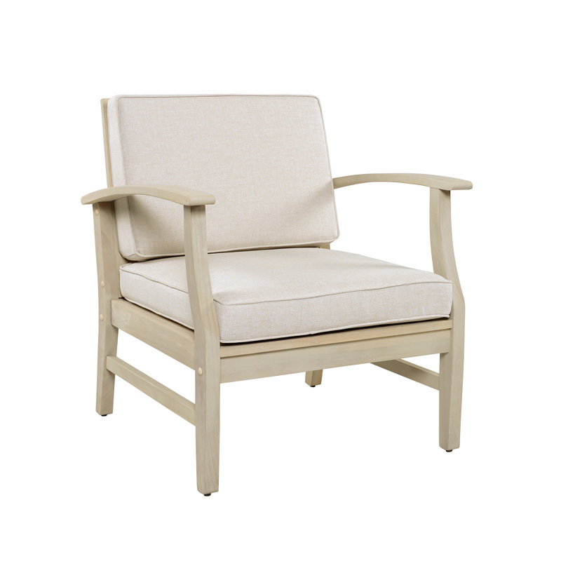 Apolinario Patio Chair with Cushions, Sand Cushion / Light White Frame 