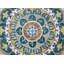 Tapis rond vert / jaune / gris en laine crocheté à la main à motif floral Emmeram-11357210