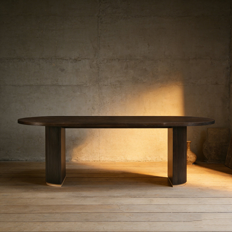 Oval Dining Table Double Pedestal, Espresso