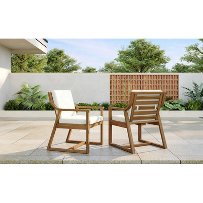 Ensemble de 2 fauteuils d'extérieur en bois avec coussins amovibles pour patio
