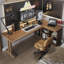 Bureau en bois massif en L noyer clair-874070817-874070823