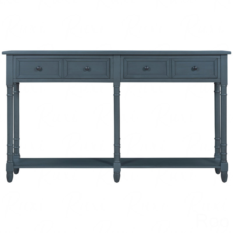 Maria Console/Sofa Table with 2 Drawers + Bottom Shelf | Easy Assembly for Living Room & Entryway, Navy