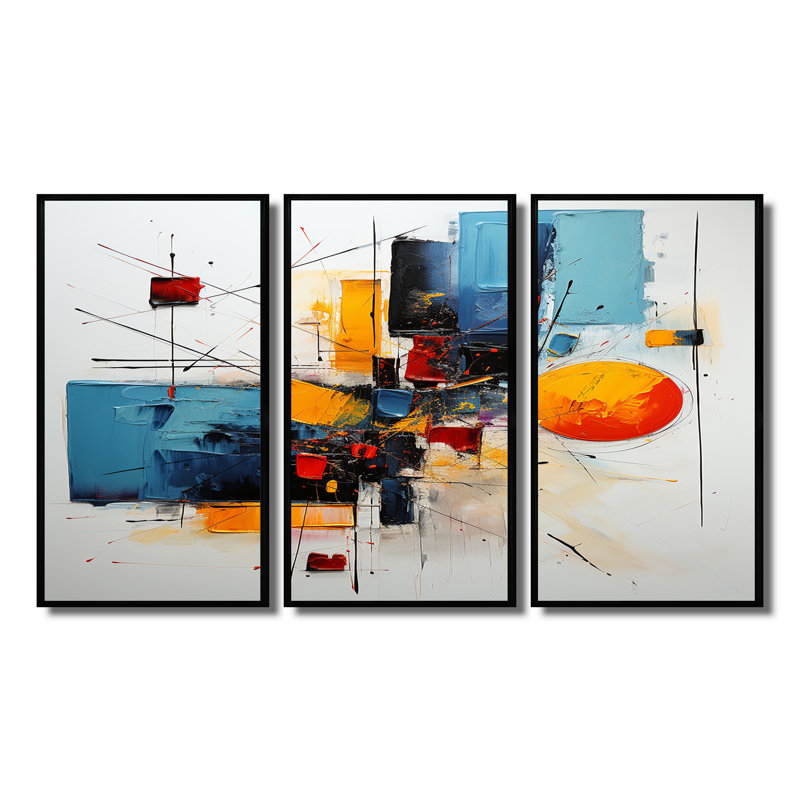 «Deconstrstruction Orange Sunset», ensemble de décorations murales abstraites, H 28 po x l 36 po x P 1 po