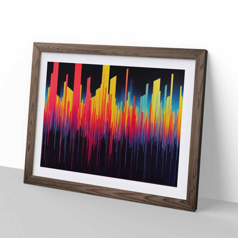 Audio Equalizer Abstract Art Vol.1 - Framed Print, Walnut, 25cm H x 34cm W x 2cm D