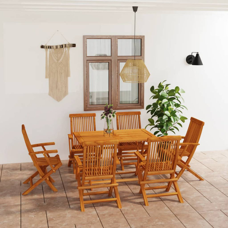 Pickell 6 - Person Teak Patio Dining Set with Rectangular Table