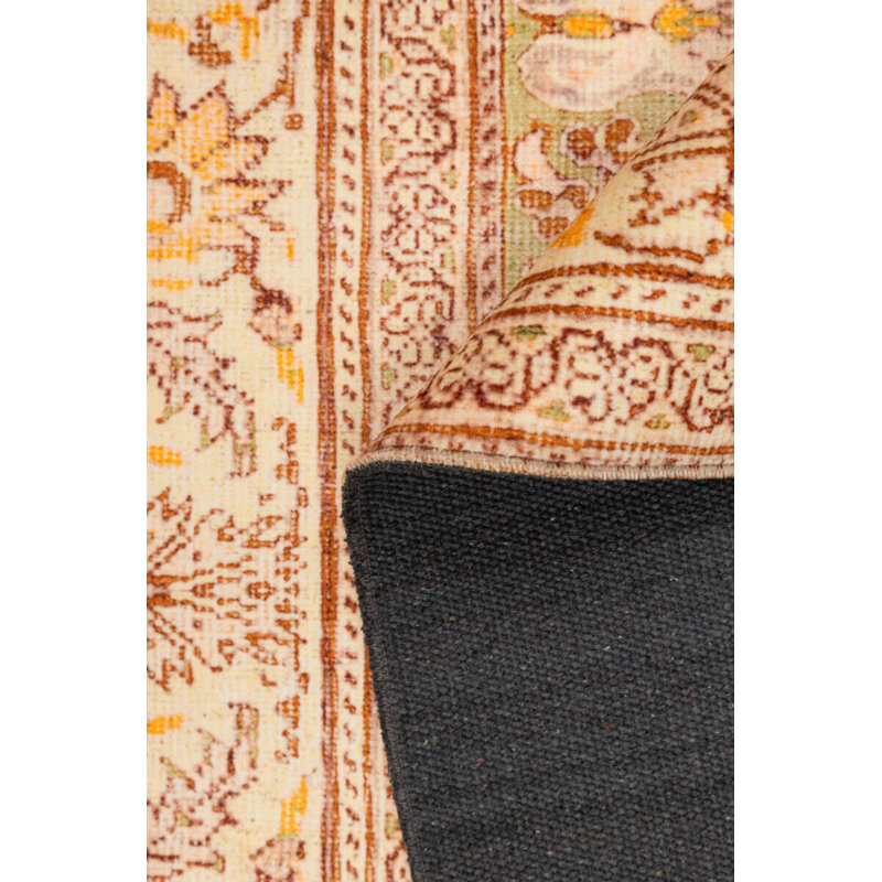 Tapis décoratif jaune en polyester tissé à la machine, Rectangle 5 pi 3 po x 7 pi 7 po