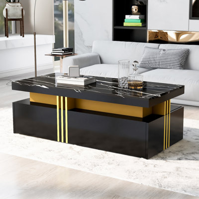 Modern Black Rectangular Coffee Table