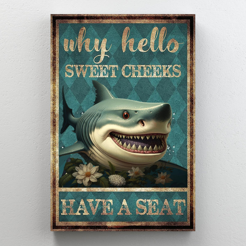Requin «Hello Hello Sweet Cheek», reproduction d'art graphique sur toile tendue, H 36 po x l 24 po x P 1,25 po