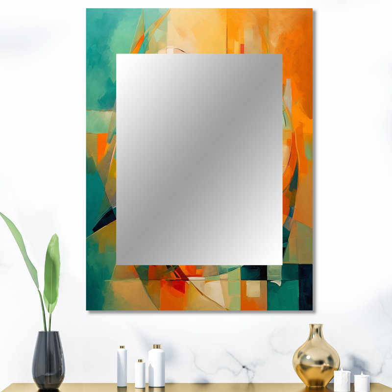 Abstracting The Cubist Form IV - Cubism Decorative Wall Mirror, Modern Large Mirror, Printed Metal Art, 40" x 30"
