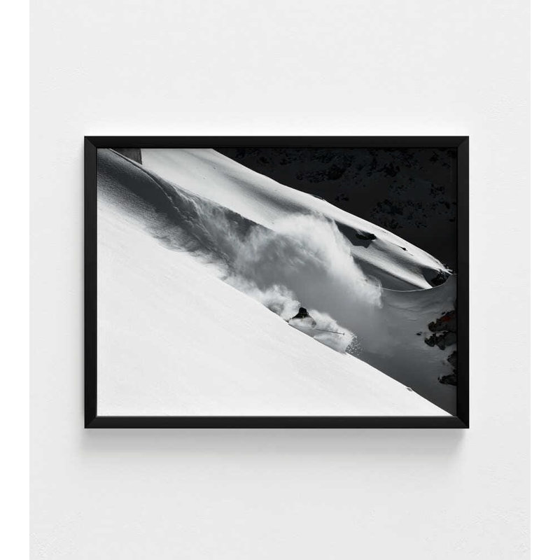 Snow Avalanche Descent - Black and White Mountain, reproduction de photo, H 24 po x l 32 po, Noir, Ne s’applique pas