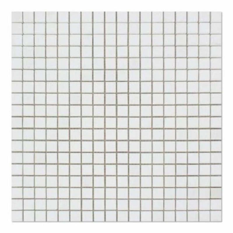 Marble Grid Mosaic Wall & Floor Tile, Polished White