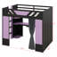 Lit mezzanine avec bureau et tablettes de rangement, cadre de lit mezzanine avec lumières RVB, station de charge USB et rideaux-822269921