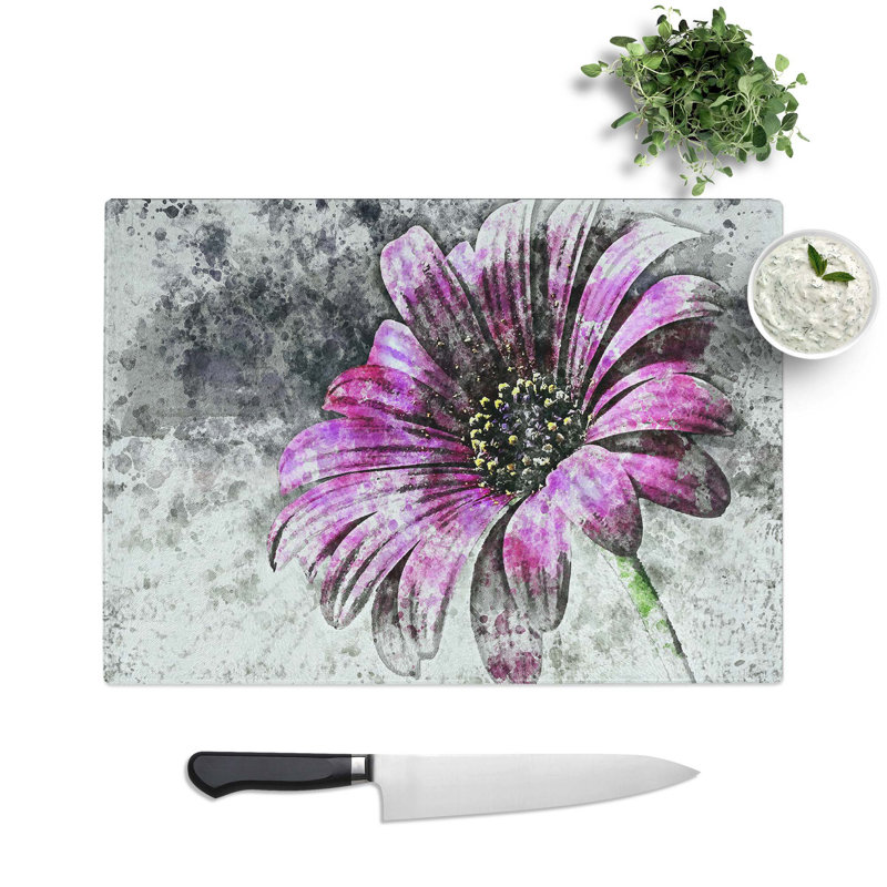 Tempered Glass Daisy Chopping Board, 28.5 cm W x 20 cm L