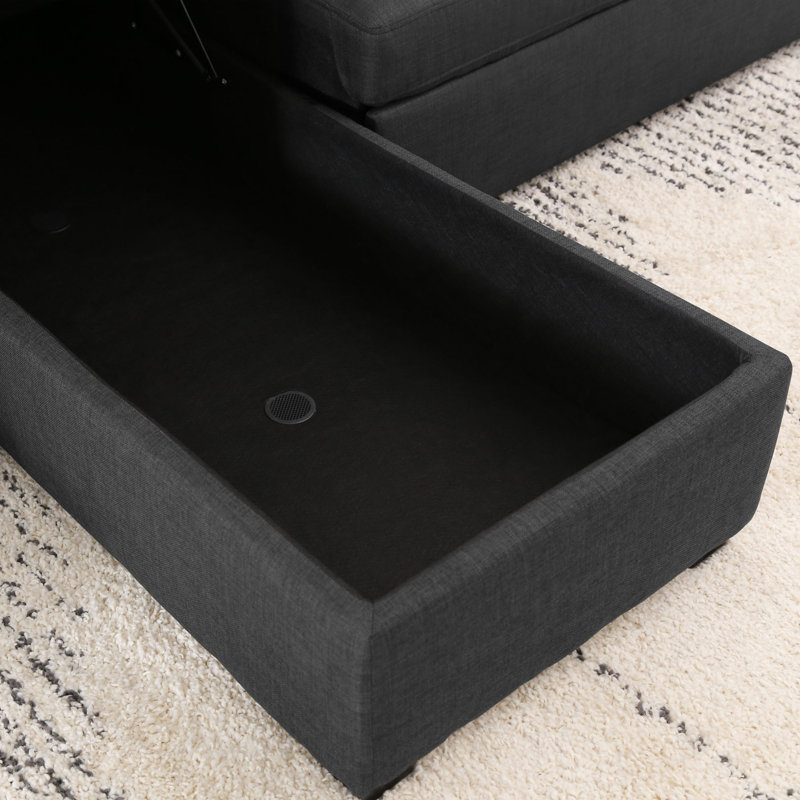 Maumelle Pull-Out Sleeper Sectional, Dark Gray Polyester