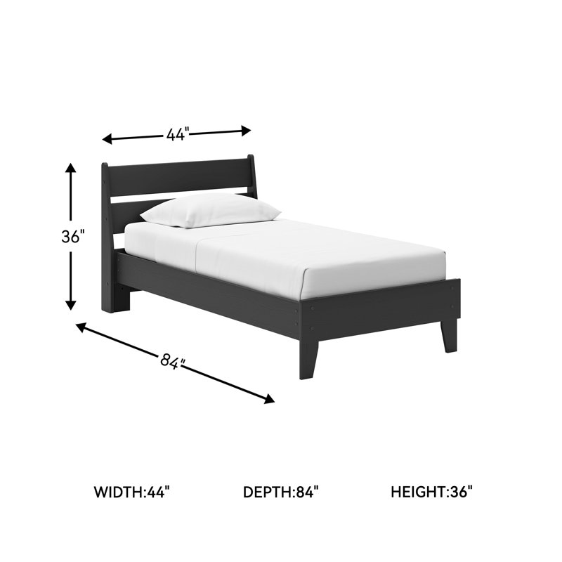 Socalle Twin Panel Platform Bed, Twin, Black