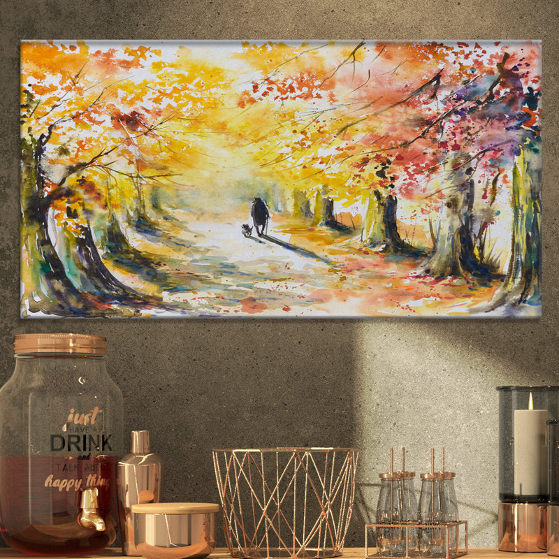 Floral Autumn Park - reproduction sur toile, H 16 po x l 32 po x P 1 po