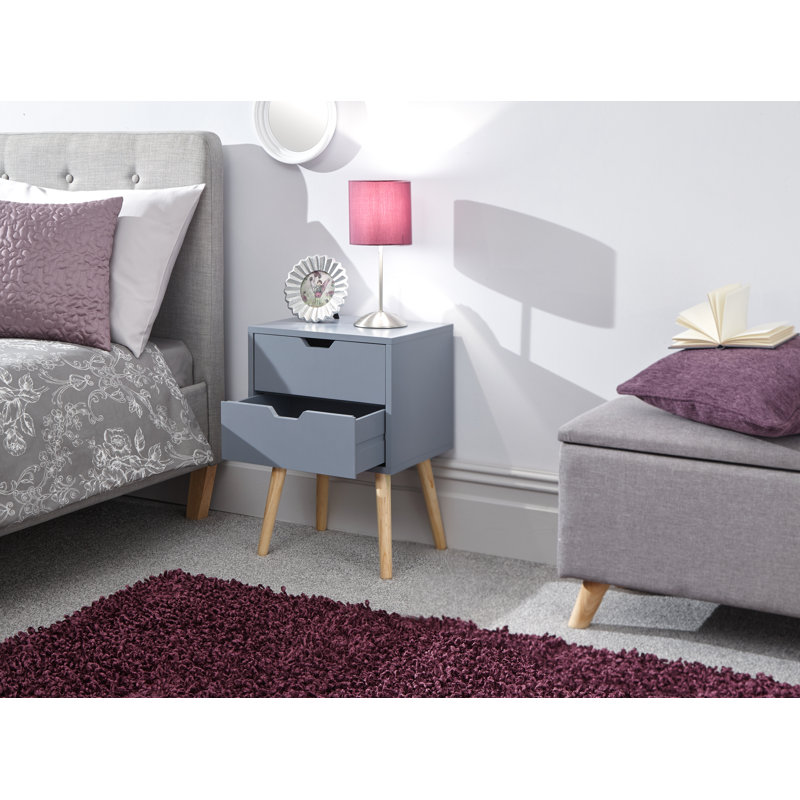 Lalani 40cm W Bedside Table, Dark Grey