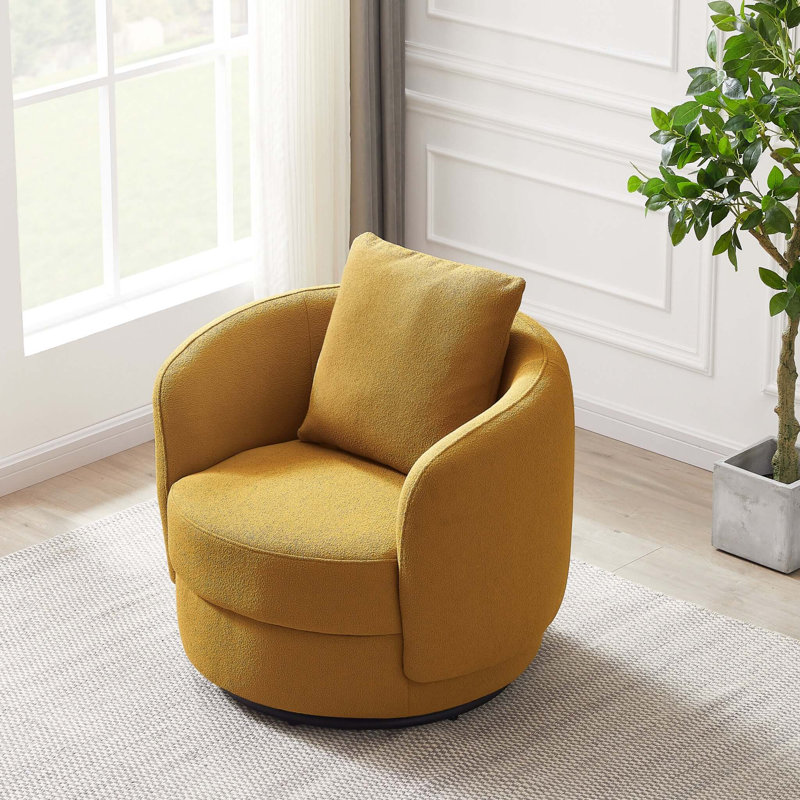 Fauteuil demi-tonneau l 34 po Aziel, Bouclé doré