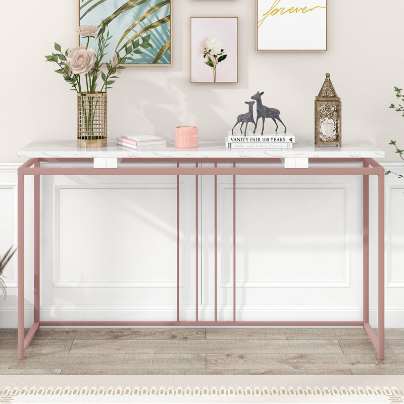 Kalyana 63'' Console Table, White, Pink