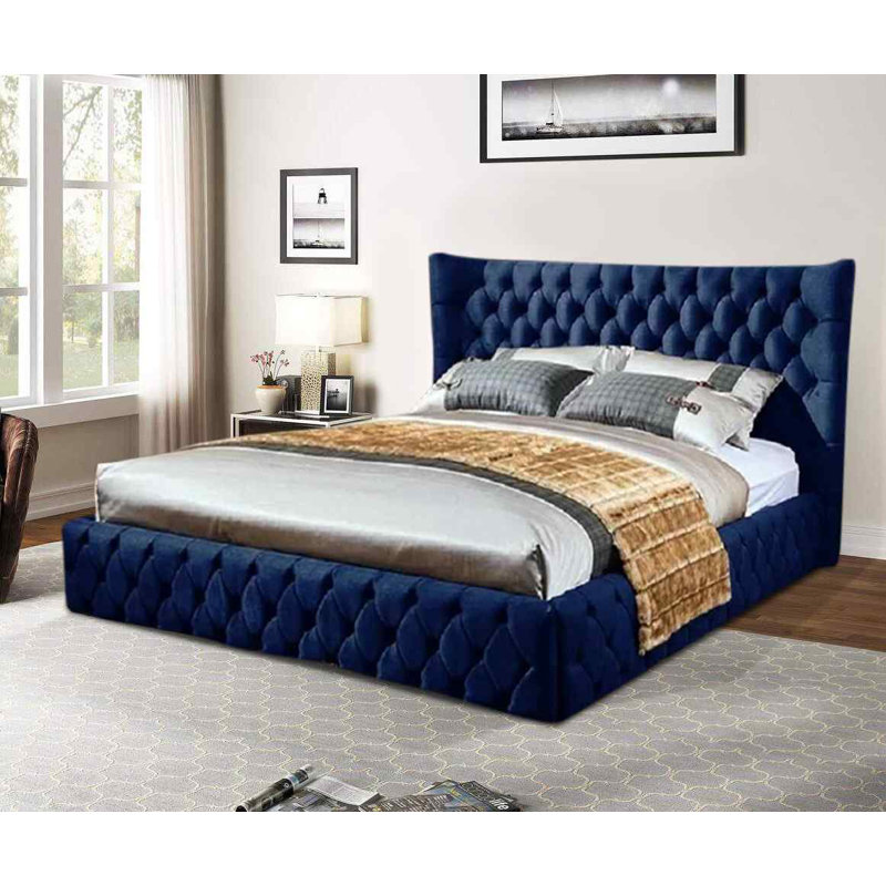 Upholstered Bed, Blue, Single (3')