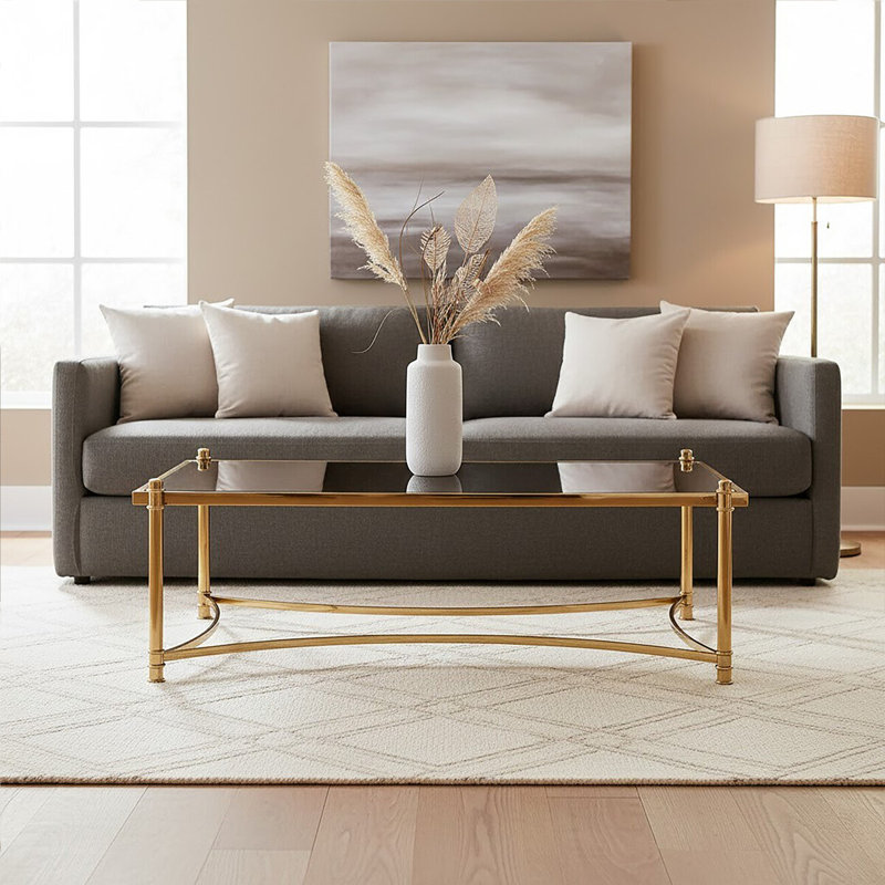 Anahii Four Leg Coffee Table, Black Top/Gold Base