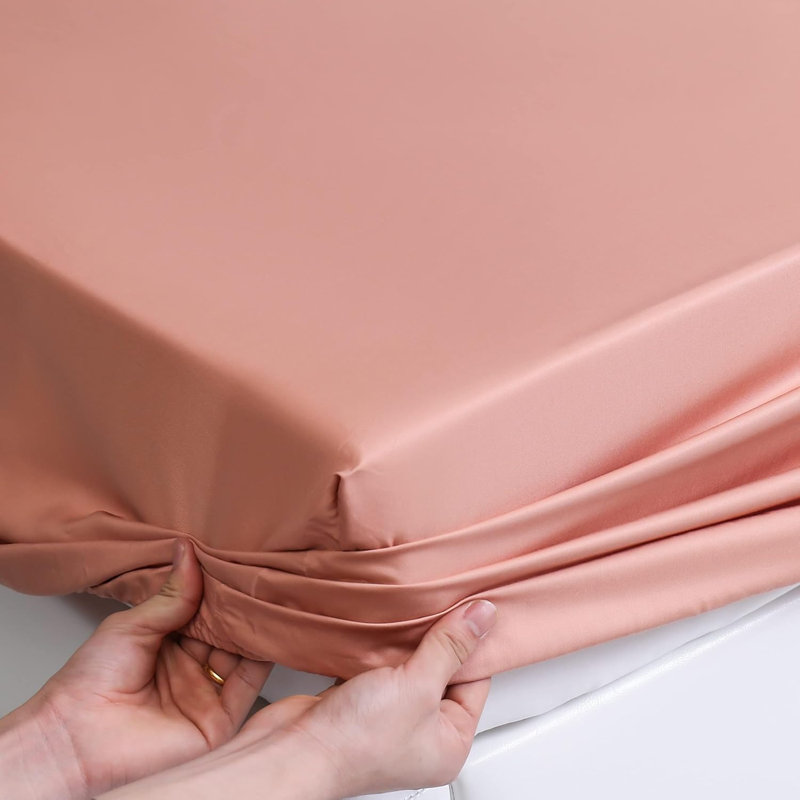100% Rayon From Bamboo Fitted Sheet, 1 Piece Only Mattress Cover, Coral, King Fitted Sheet