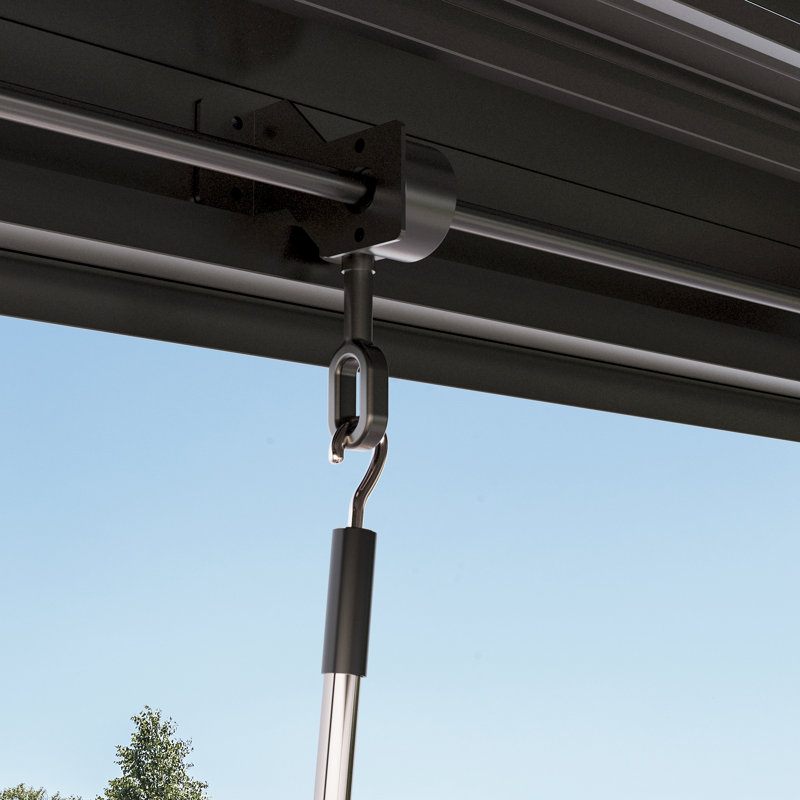 Aurora 10 Ft. X 10 Ft.  Louvered Pergola With Adjustable Double -Layer Lovers,Built-In Gutter System And USB Power Socket,Mosquito Netting And Curtains