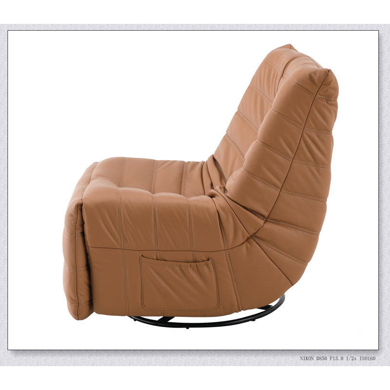 Talmon Orange Synthenic Leather Glider Recliner with Swivel
