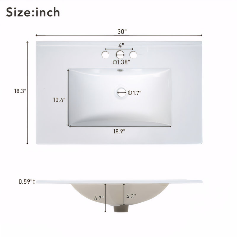 30" Bathroom Vanity with Single Sink, Combo Cabinet Undermount Sink, Bathroom Storage Cabinet with 2 Doors and a Drawer, Soft Closing, Multifunctional Storage, Solid Wood Frame
