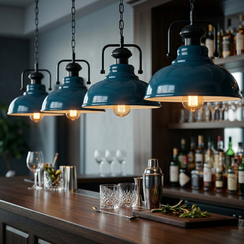 1 - Light Dome Pendant, Cyan Blue, Yes