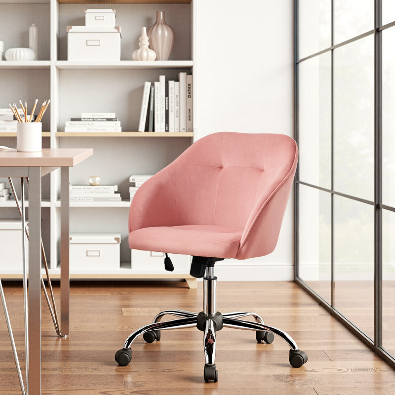 Knudtson Velvet Task Chair, Pink