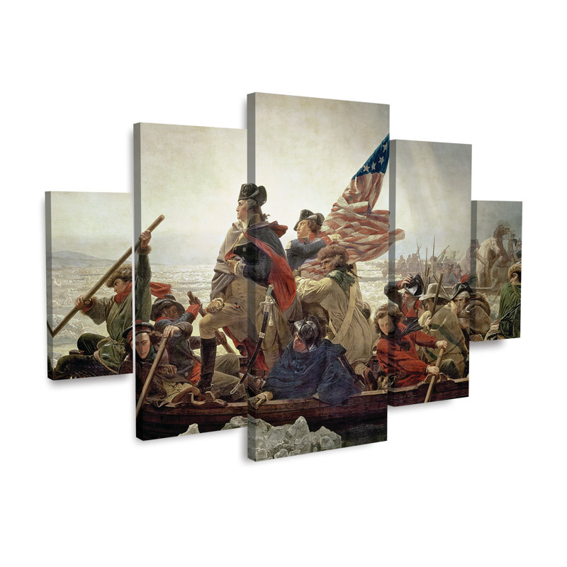 Emanuel Leutze «Washington Crossing Delaware River In 1776», ensemble de panneaux d'art à losanges