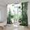 2Pcs Rideau de fenêtre en bambou vert, impression de paysage, décoration de pièce pour salon, salle à manger, cuisine, bureau, passe-tringle, rideaux