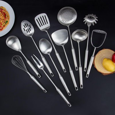 11-Piece Stainless Steel Kitchen Utensil Set - Durable Cooking Tools For All Needs