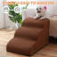 Dog Stairs for Small Dogs  for Sofa and Chair, 3-Step Non-Slip Sturdy Pet Stairs for Small Dogs and Cats, Brown-1943073792