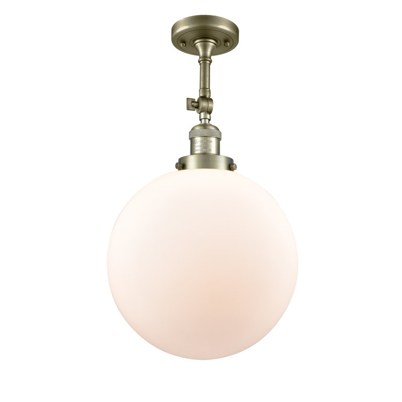 Plafonnier semi-encastré 1 lumière 12 "ciacchi, Laiton antique, DEL, Blanc mat