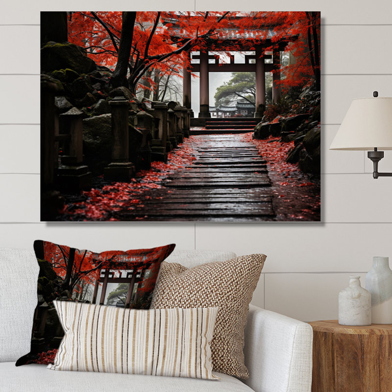 «Japon Art Red Torii Gate I», art mural sur toile japonaise, H 16 po x l 32 po x P 1 po, Toile tendue