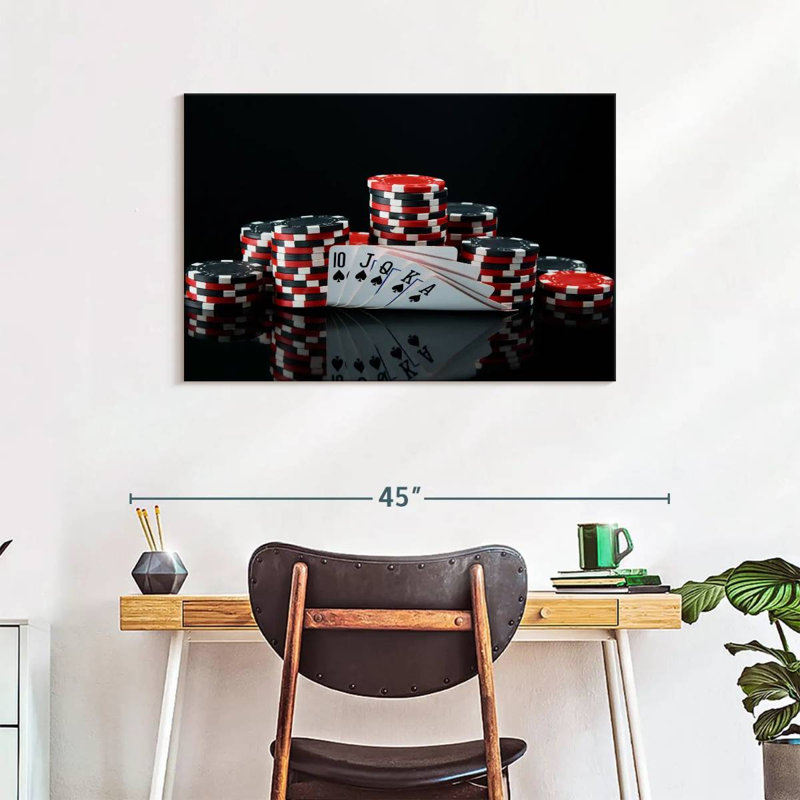 Poker sur toile, H 24 po x l 36 po x P 1,25 po