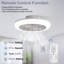 Ventilateur de plafond fermé sans pales de 18 pouces avec lumière, ventilateur de plafond à profil bas à intensité variable de 3 cct avec minuterie à distance pour la chambre à coucher de la chambre de bébé