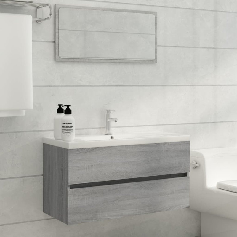 Dellen 90cm Single Bathroom Vanity Base Only, Grey Sonoma