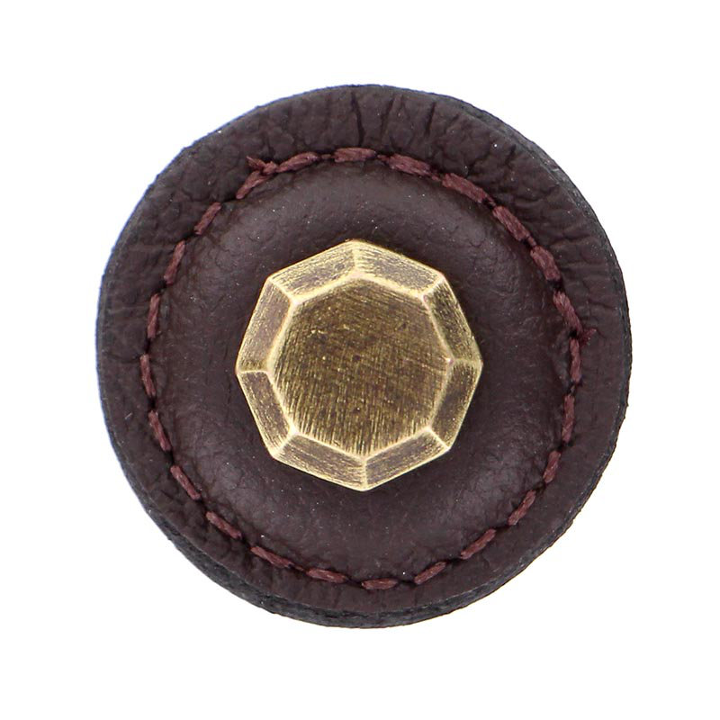 Archimedes Mushroom Knob, Antique Brass, Brown