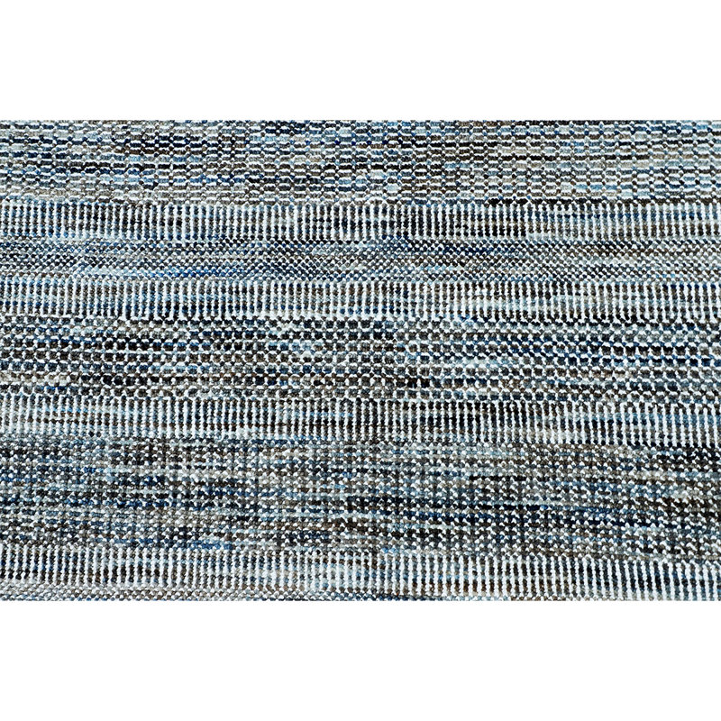 Tapis gris / bleu / argent noué à la main de haute qualité, Rectangle 6 pi x 9 pi